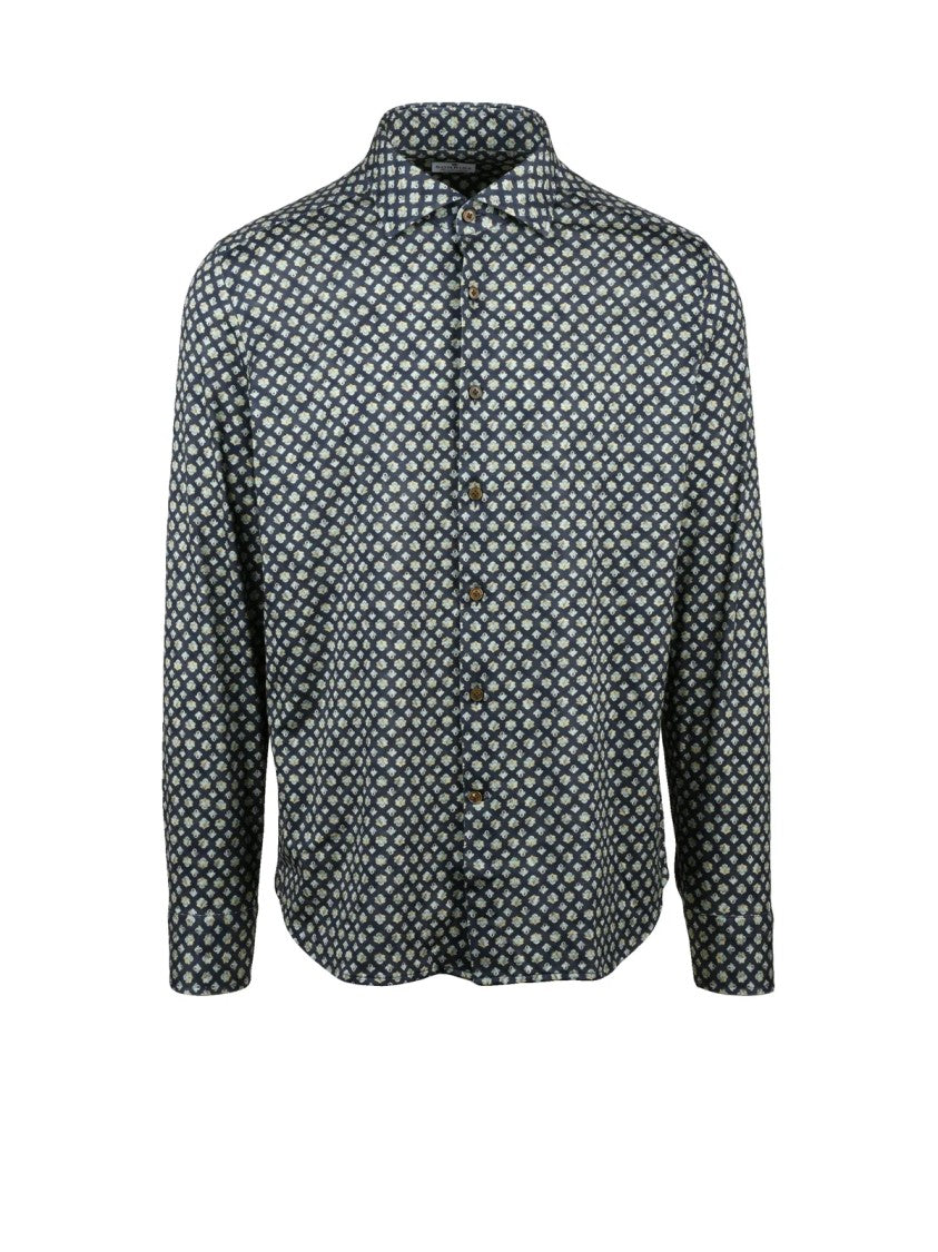 Sonrisa Fior Di Cotone Geometric Patterned Cotton Shirt With Button-Down Front