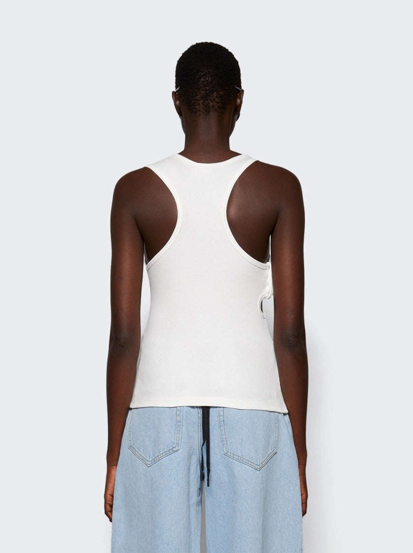 Courrèges Double Buckle 90'S Rib Tank Top Heritage White