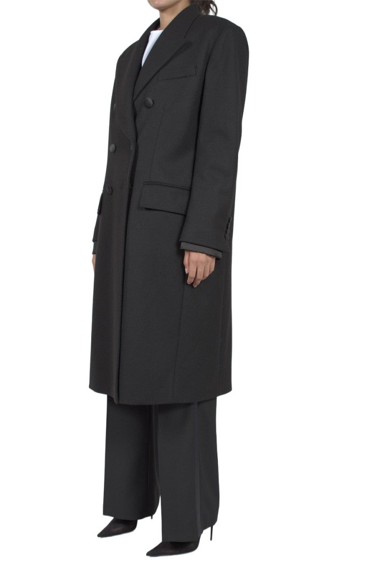 Dolce & Gabbana Black Double-Breasted Virgin Wool-Blend Coat