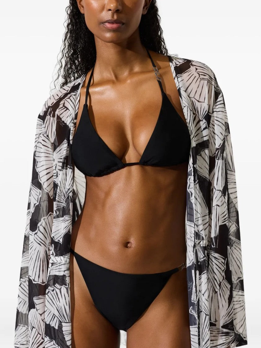 Karl Lagerfeld Mid-Calf Sheer Kaftan With Abstract Print