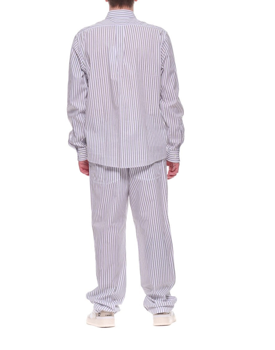 Cellar Door Sage Men’S Striped Cotton Shirt