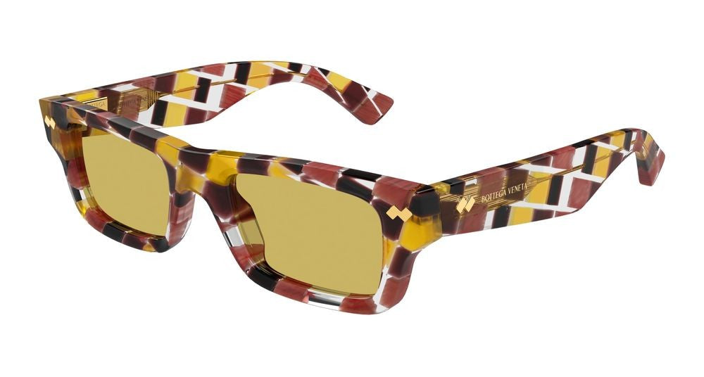 Bottega Veneta Multicolor Checkered Acetate Frame Bold Sunglasses