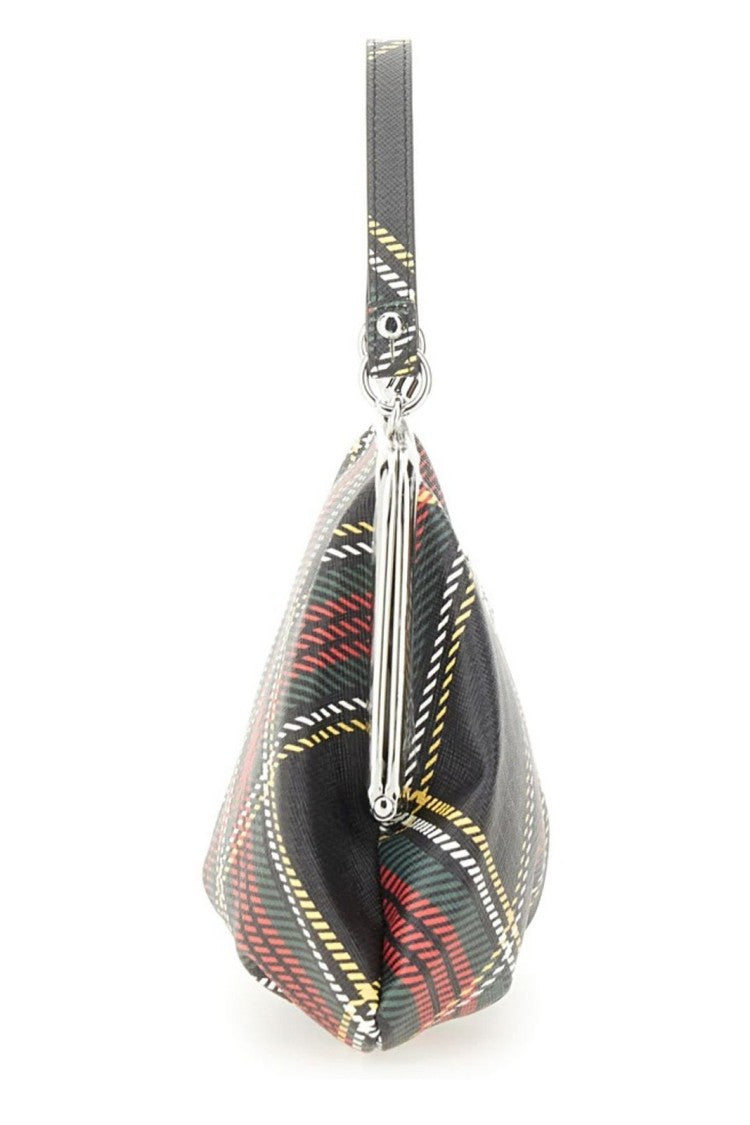 Vivienne Westwood Structured Tartan Plaid Shoulder Bag With Metallic Accents