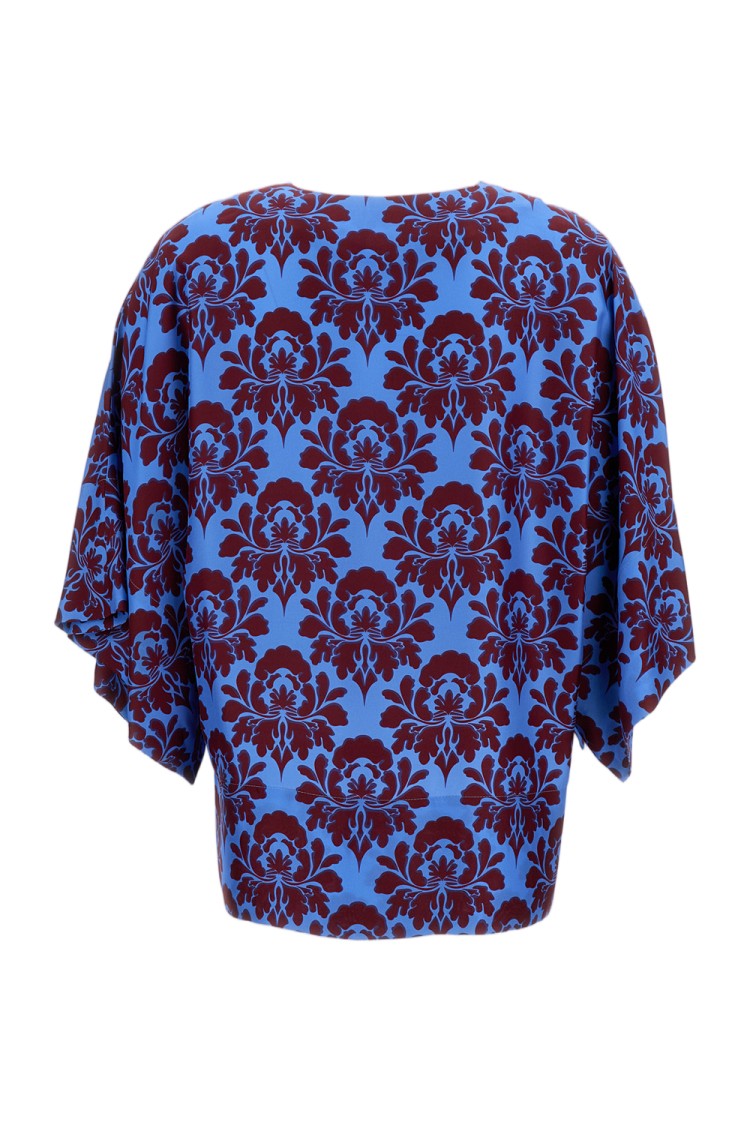 Alberto Biani Light Blue Damask Silk Blouse