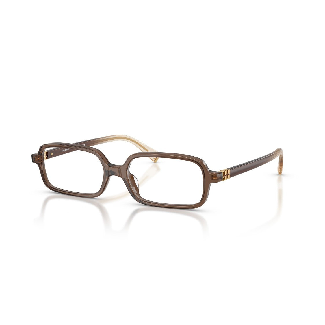 Miu Miu 0Mu 01Yv Translucent Brown Acetate Rectangular Eyeglasses
