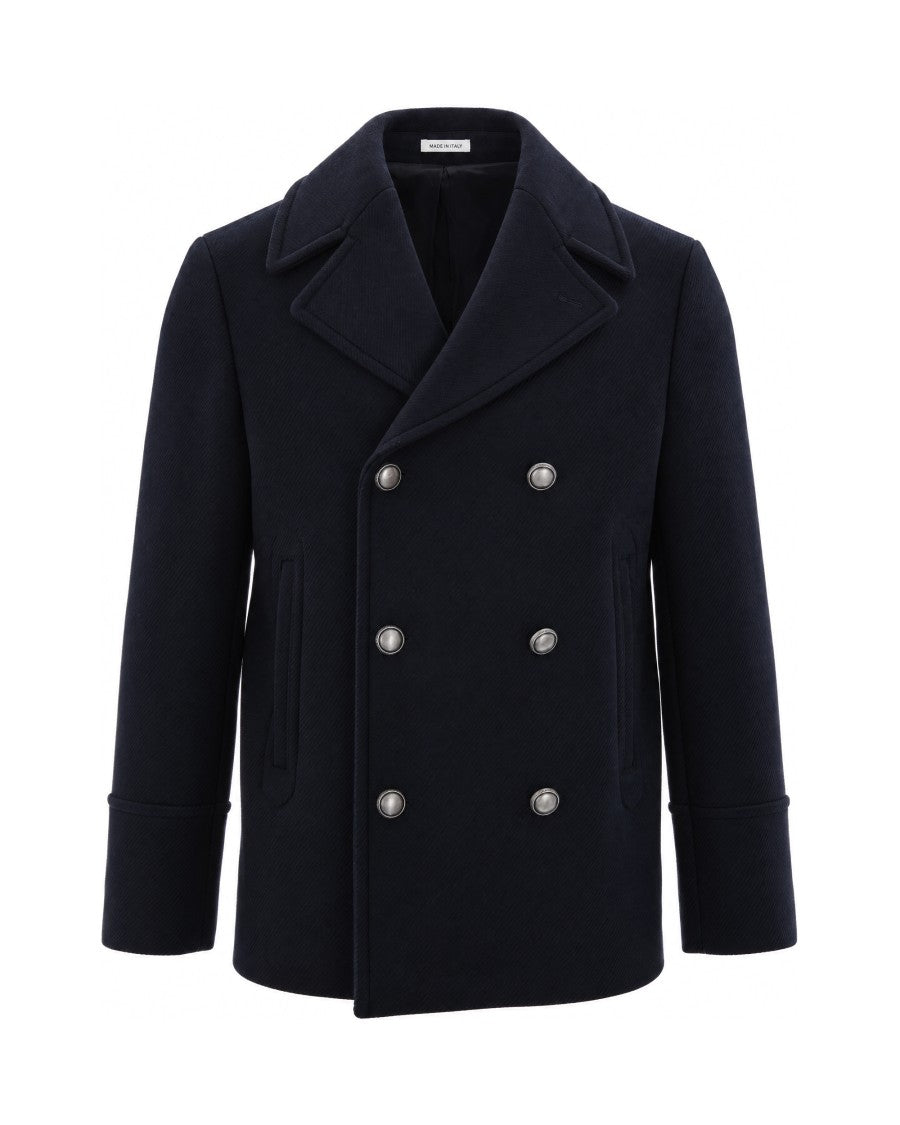 Breras Milano Blue Double-Breasted Wool Peacoat