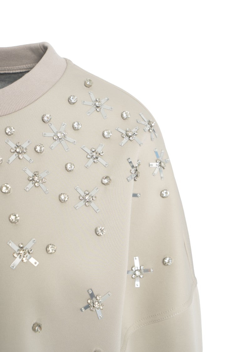 Pinko Floral Rhinestone And Pearl Embellished Sweatshirt