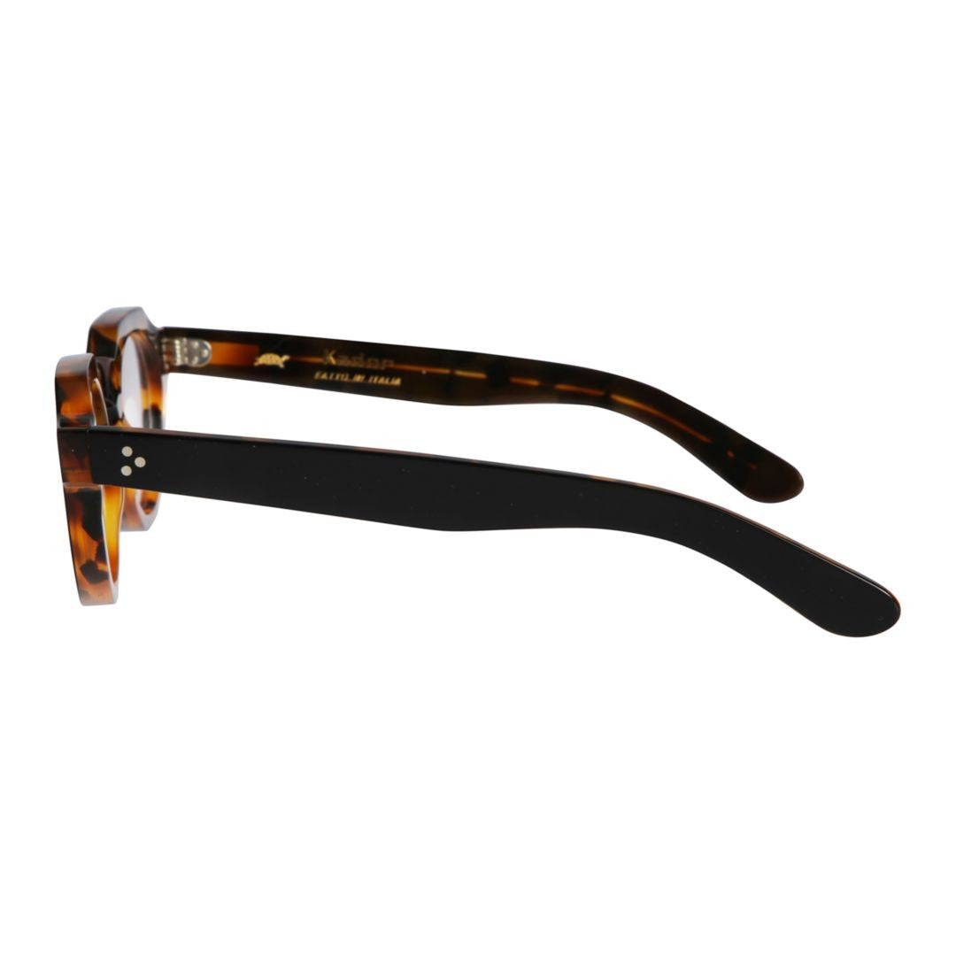 Kador Spike Bold Round Frame Tortoiseshell Sunglasses With Metallic Accents