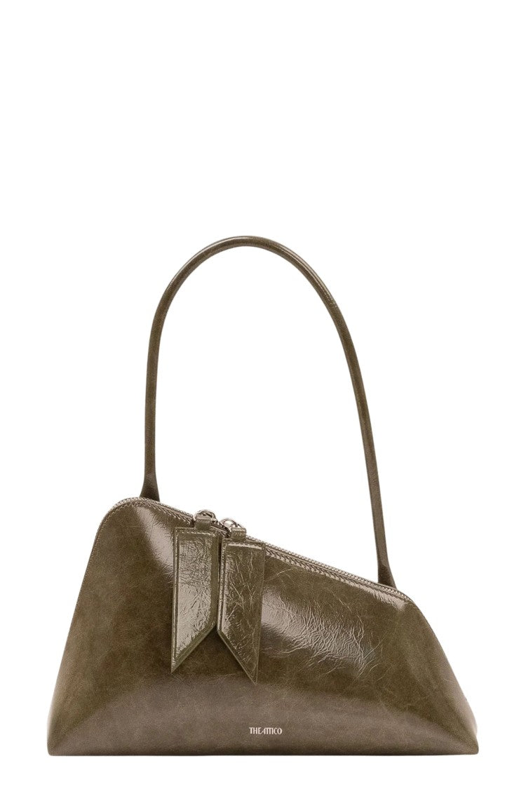 The Attico Olive Green Sunrise Leather Shoulder Bag