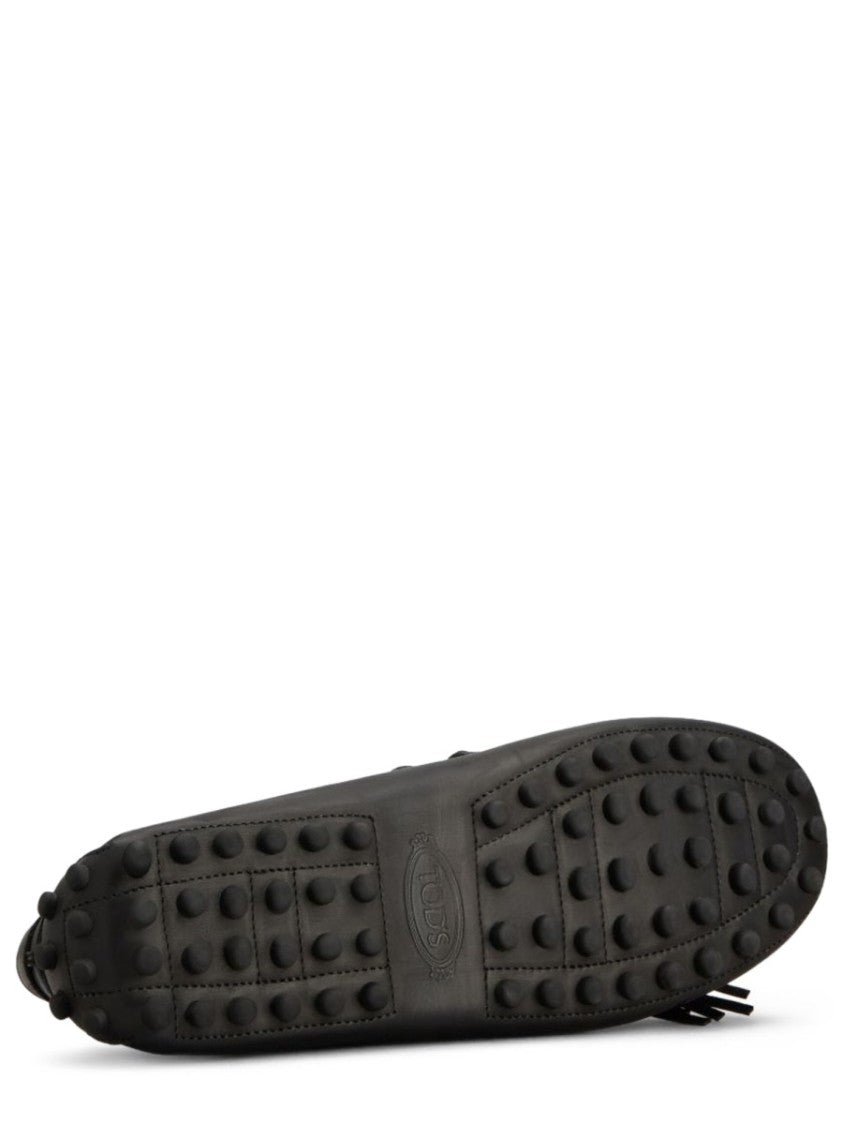 Tod's Black Fringe Tassel Leather Loafers
