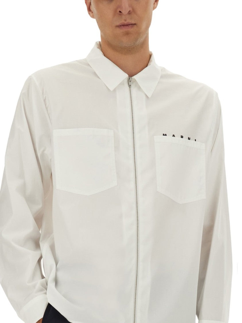 Marni Front-Zipper Shirt With Classic Collar