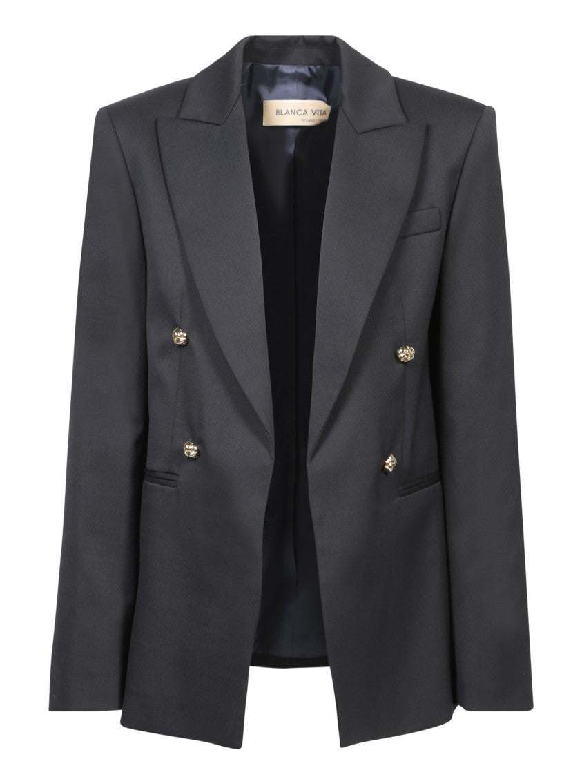 Blanca Vita Blue Stretch Wool Jacket