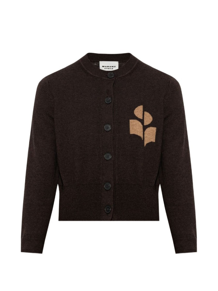 Isabel Marant Étoile Cropped Sweater With Button-Up Front And Abstract Emblem