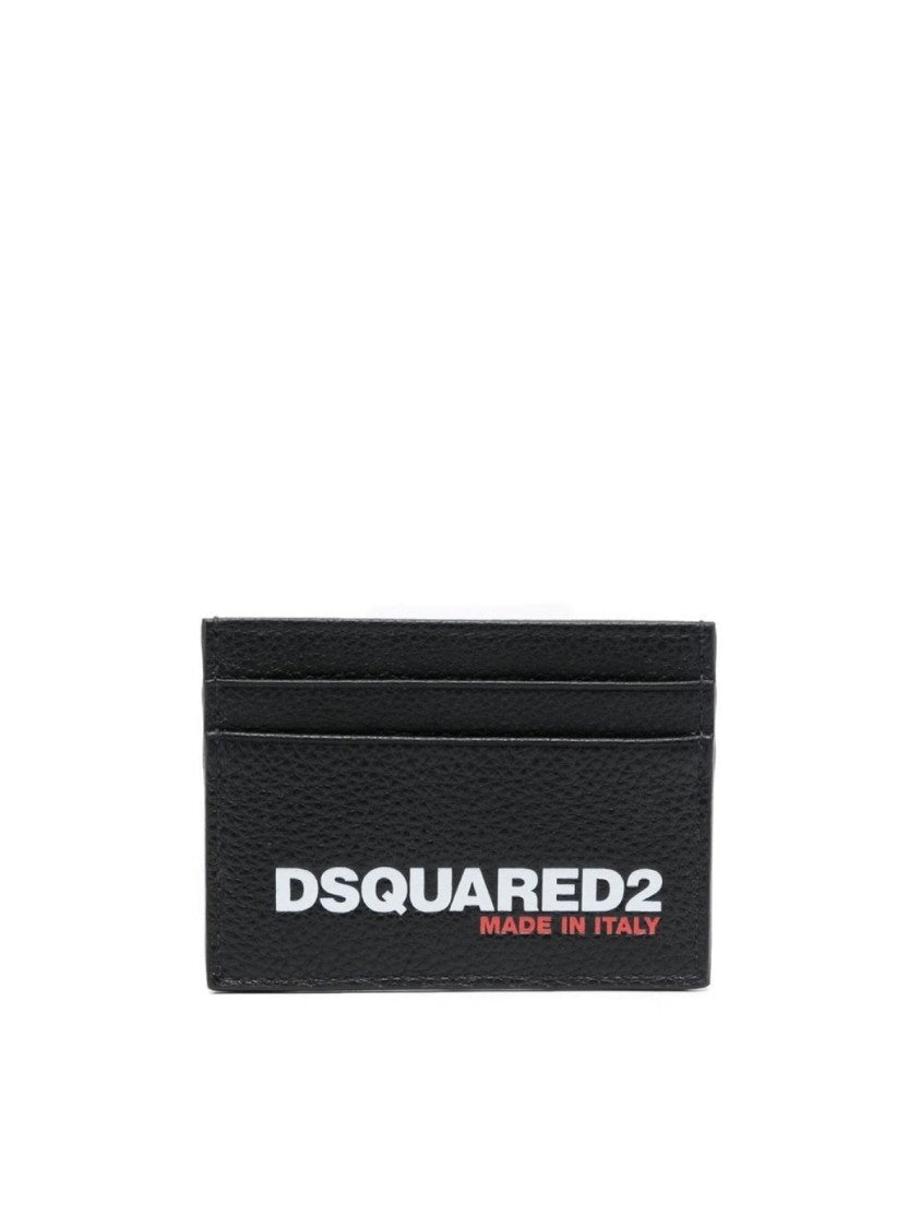 Dsquared2 Tumbled Leather Logo Cardholder Black