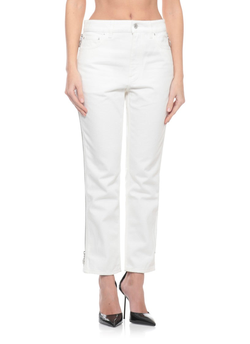 Rabanne Ivory Side Zip Cotton Jeans