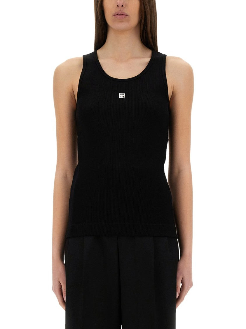 Givenchy Slim Fit Black Tank Top With Logo Detail