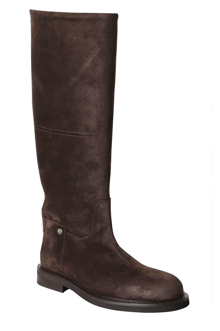 Poeve Knee-High Suede Boots With Back Zipper And Minimalist Design