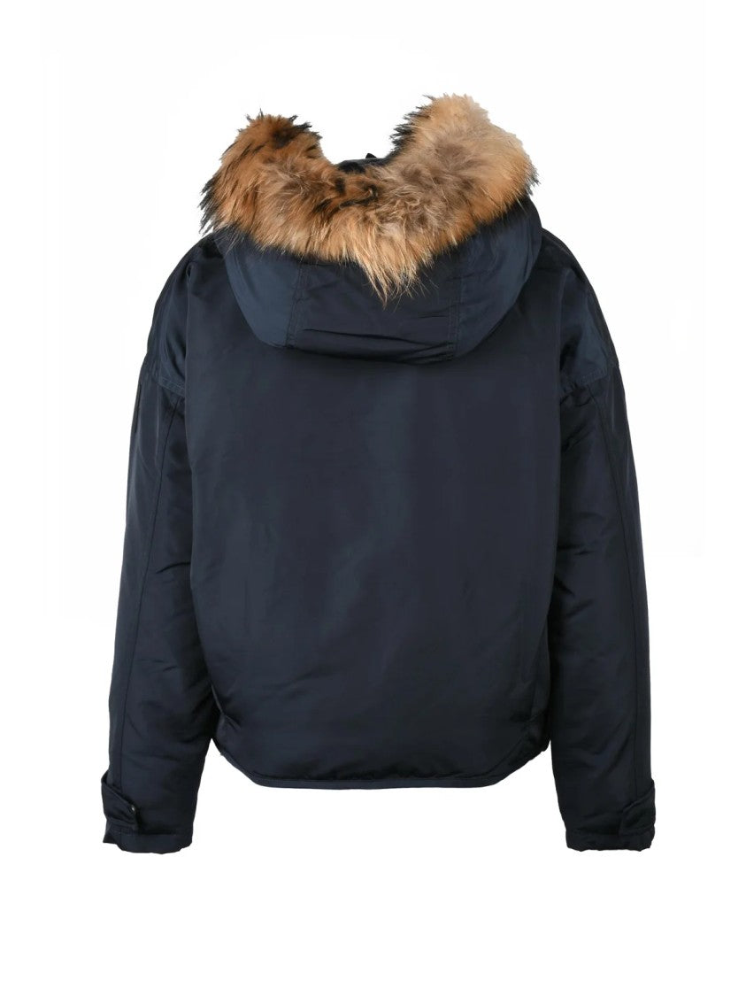 Bomboogie Down-Filled Bomber Coat With Removable Fur Trim