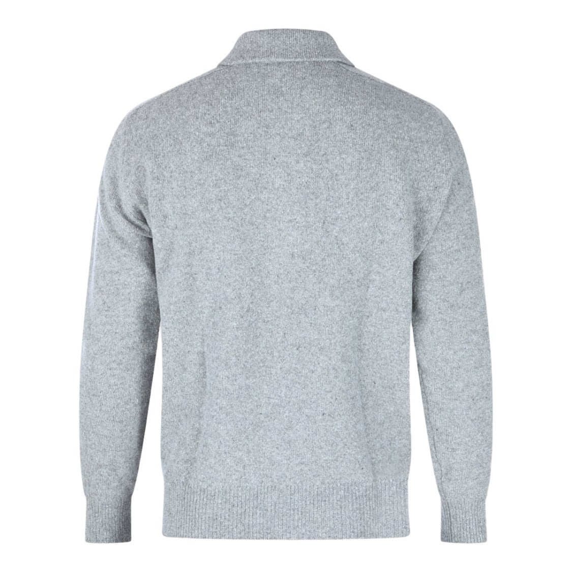 Eleventy Heathered Grey Knit Polo Sweater