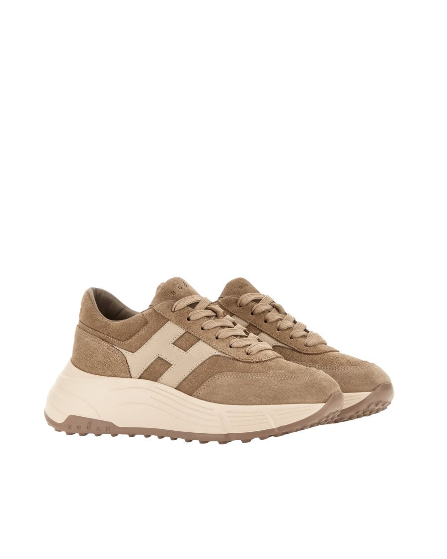 Hogan Beige Hi-Fi Suede Leather Sneakers