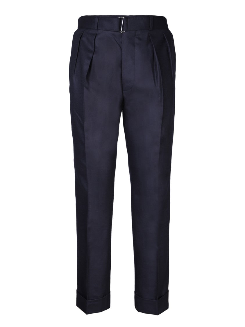 Officine Generale Blue Cotton-Modal Tailored Trousers
