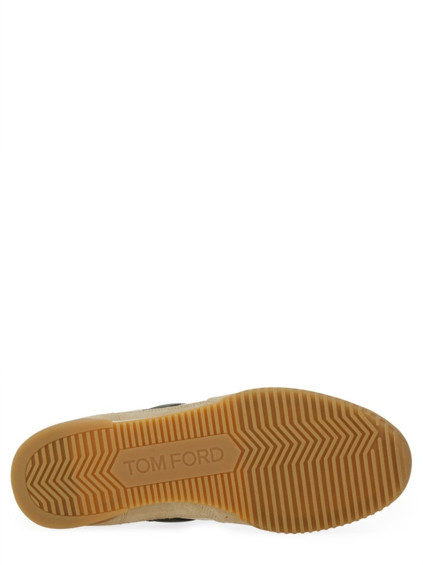 Tom Ford Calf Leather And Suede Sneakers With Contrasting Stripes