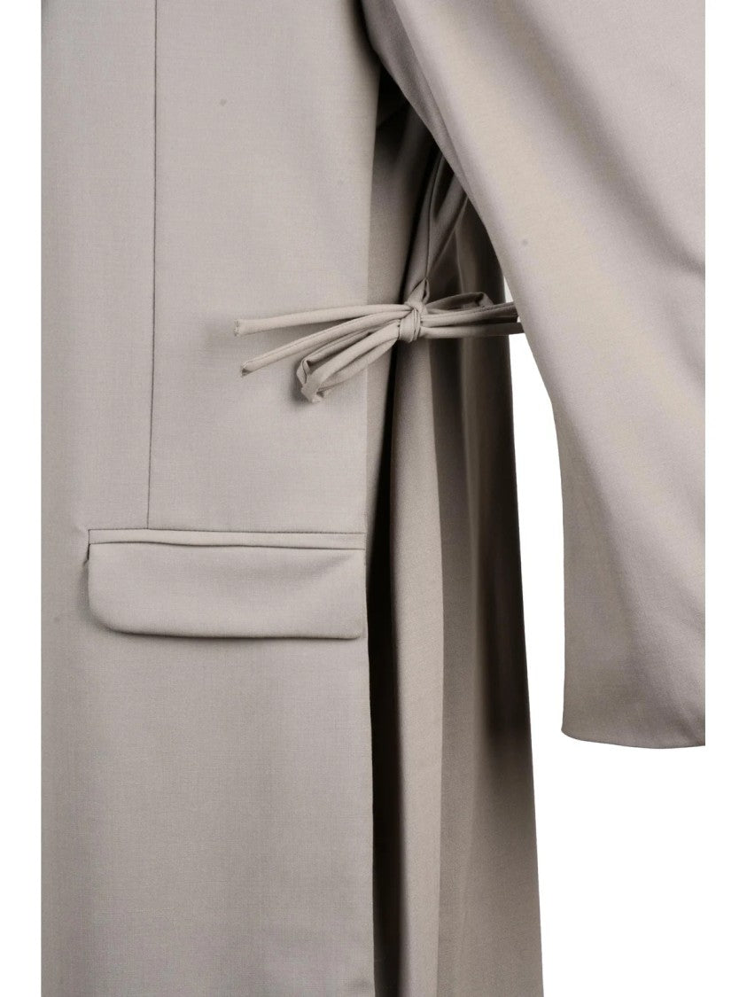 Act N°1 Long Turquoise Wool Jacket With Structured Silhouette And Padded Shoulders