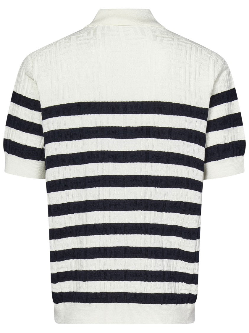Balmain White Wool Polo Shirt