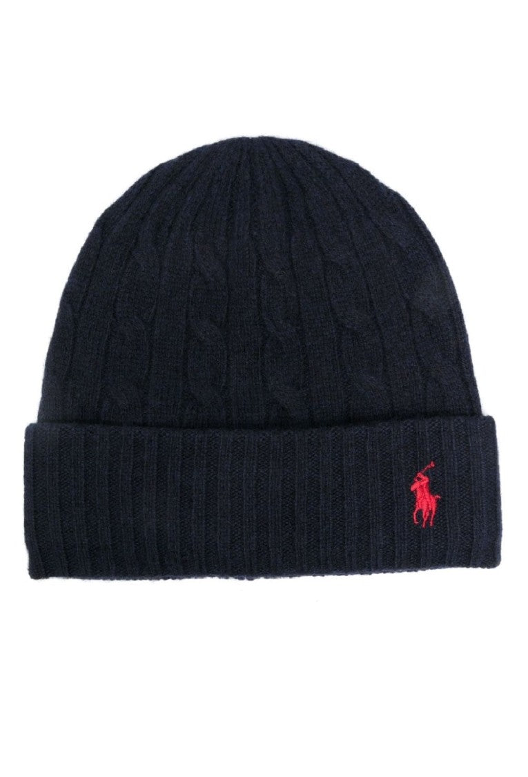 Polo Ralph Lauren Ribbed Cable Knit Hat In Wool-Cashmere Blend
