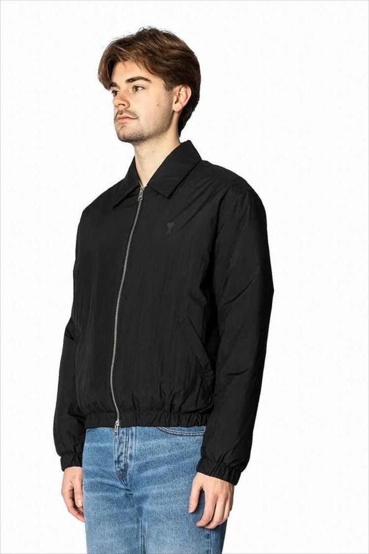 Ami Cropped Bomber Jacket With Boxy Silhouette