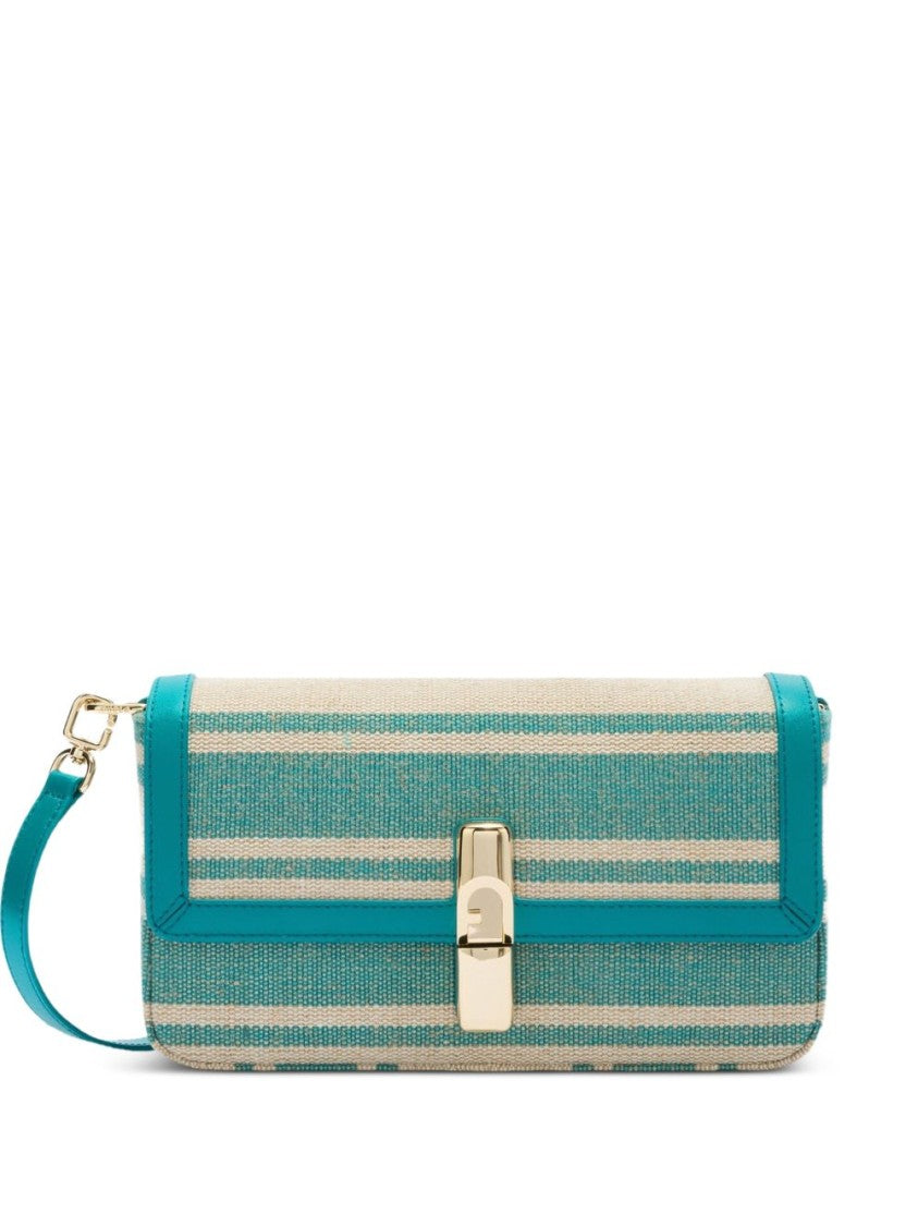 Furla Striped Woven Fabric Bag