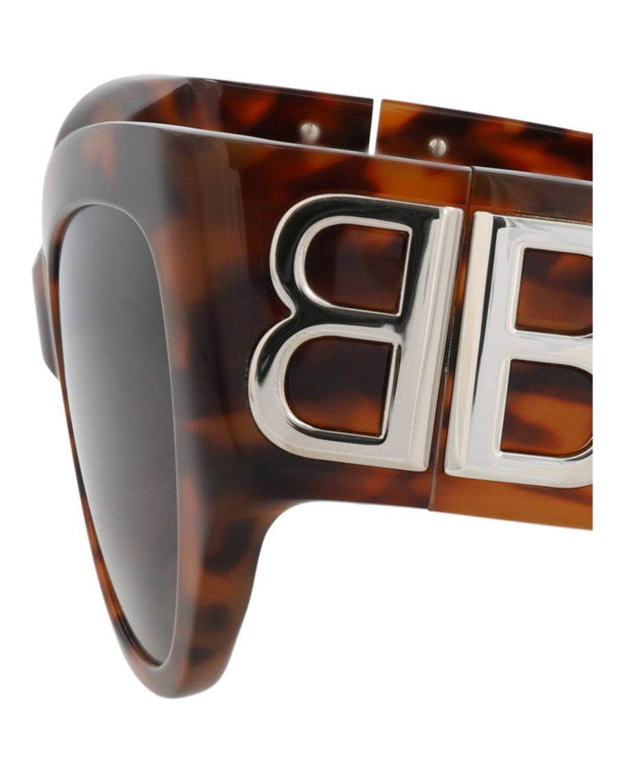 Balenciaga Tortoiseshell Cat Eye Sunglasses With Metallic Logo Accents