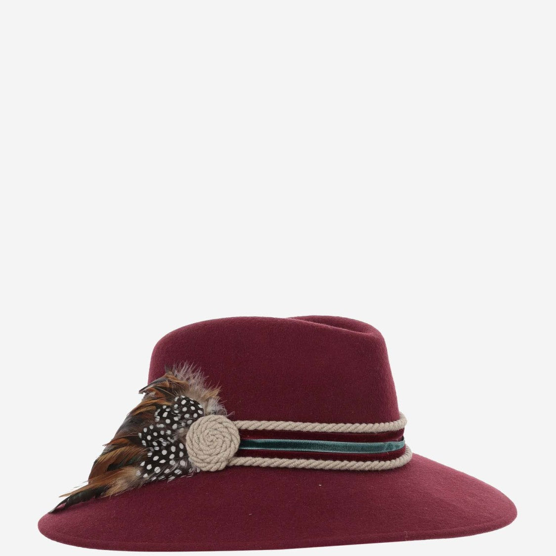 Alexia Alvarez De Toledo Handmade Wool Hat With Wide Brim And Feathered Strap