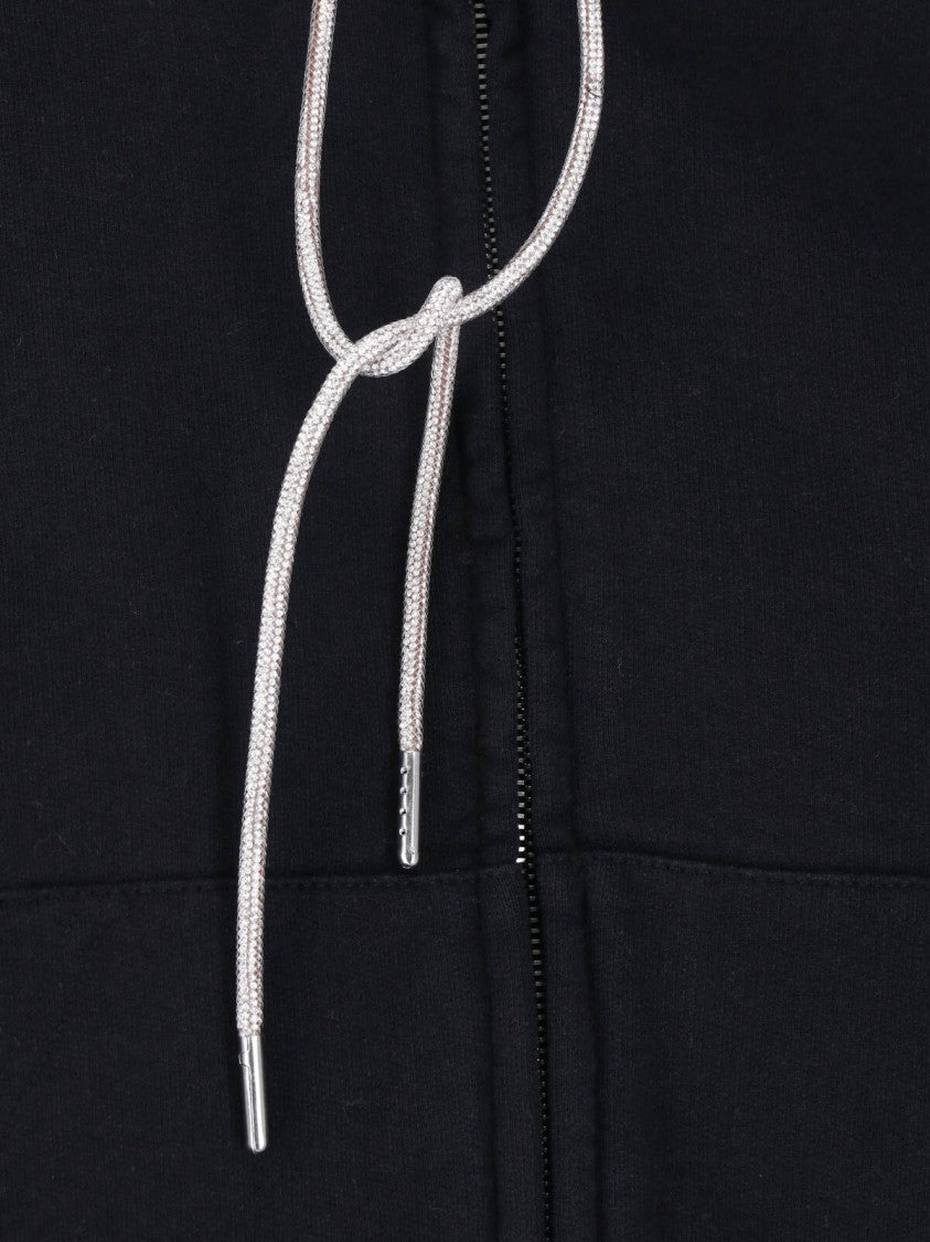 Alexander Wang Cropped Hoodie With Zip Closure And Drawstring Hood