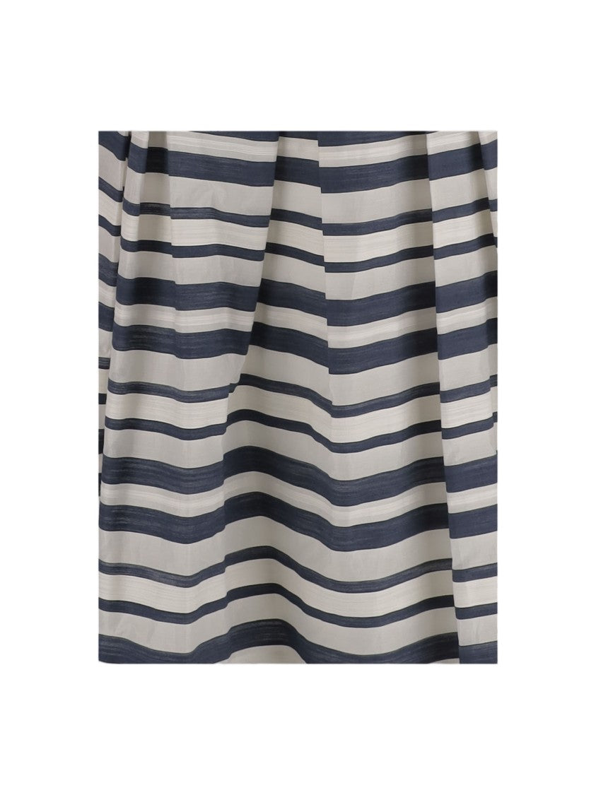 Lauren Ralph Lauren Blue Striped Cotton-Blend Midi Dress
