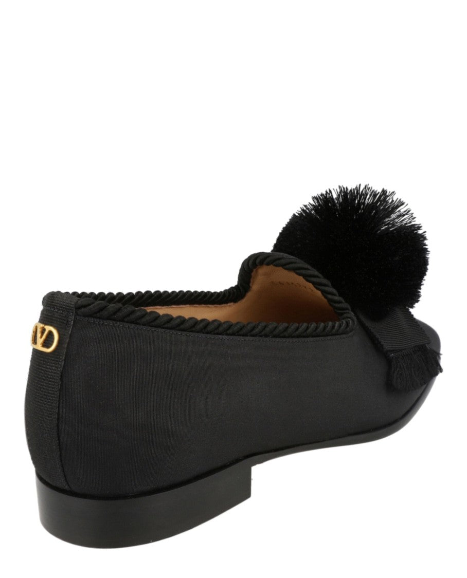 Valentino Bowow Grosgrain And Pompom Loafers