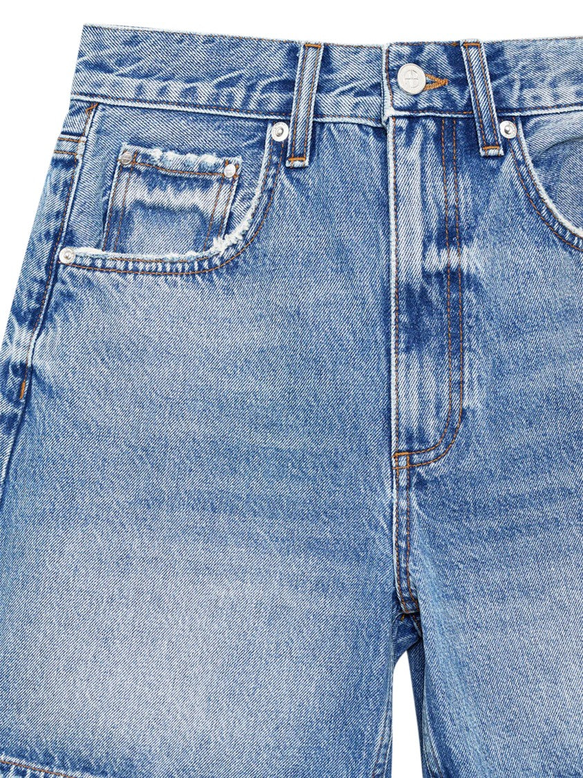 Anine Bing High-Waisted Denim Shorts With Subtle Fading And Frayed Hem