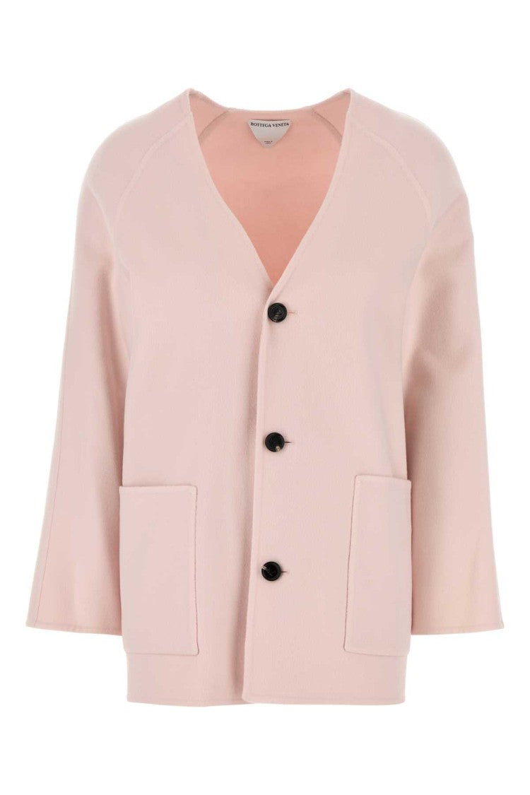 Bottega Veneta Pastel Pink Wool Blend Cardigan