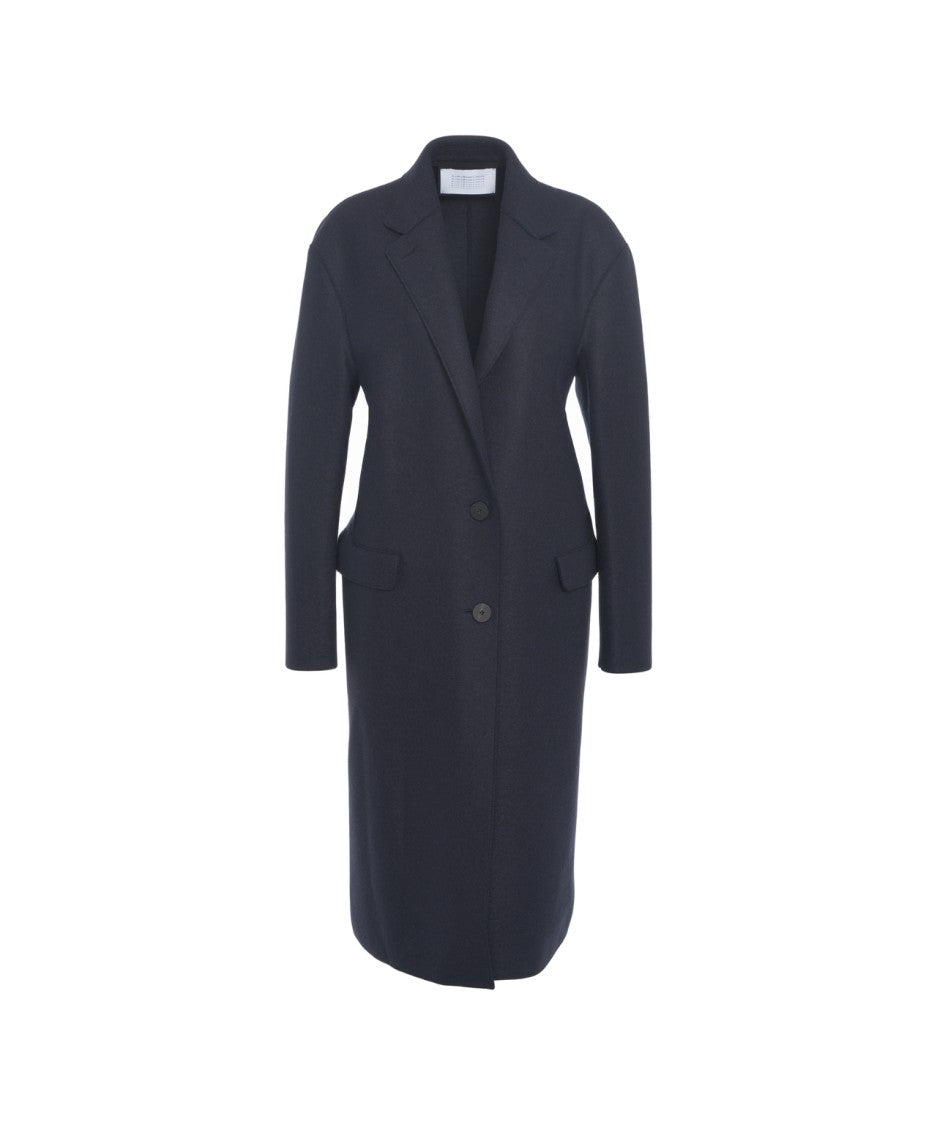 Harris Wharf London Timeless Virgin Wool Long Coat With Tailored Fit And Flap Pockets