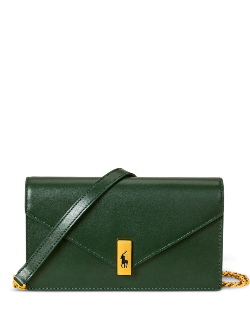 Polo Ralph Lauren Bottle Green Leather Clutch