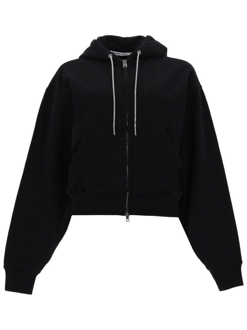 Alexander Wang Cropped Zip-Up Cotton Hoodie