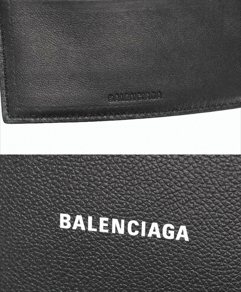Balenciaga Textured Calf Leather Bifold Wallet With Embossed Logo