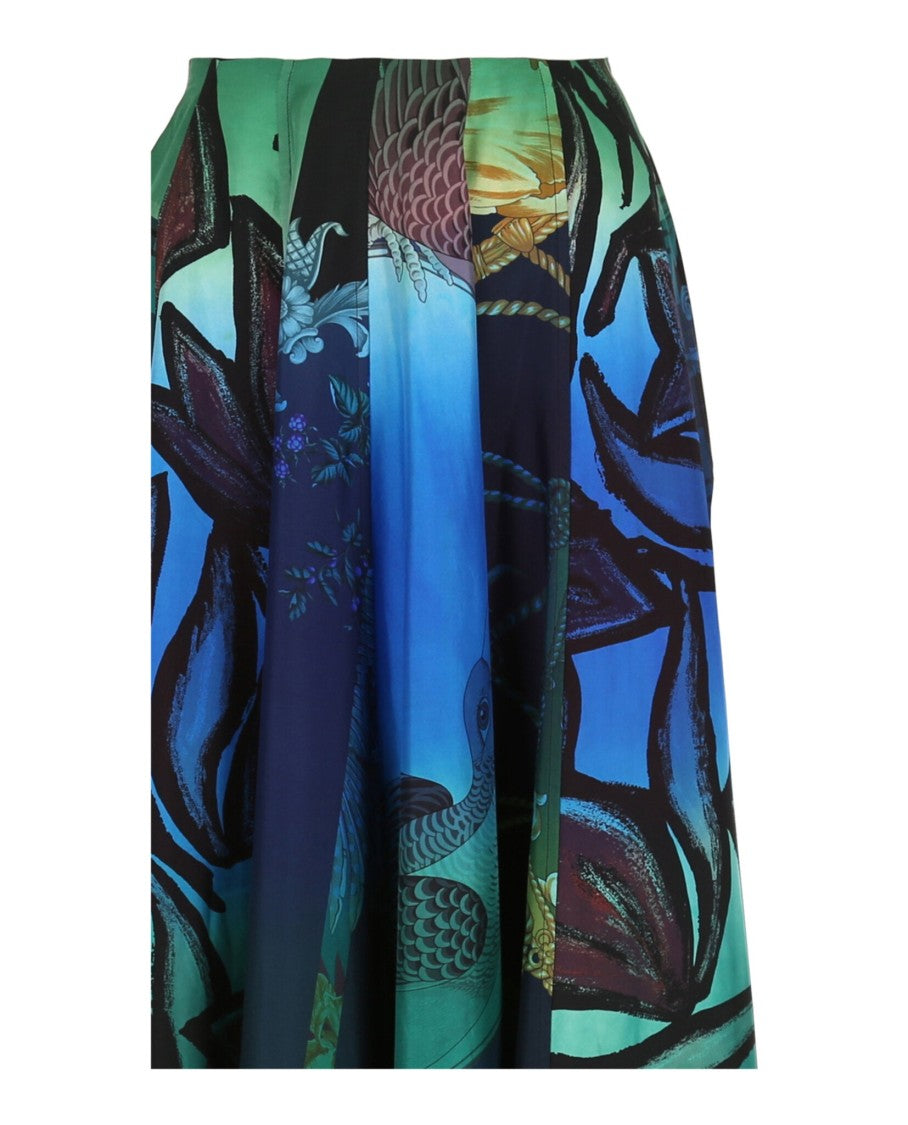 Ferragamo Graphic Printed Silk Midi Skirt
