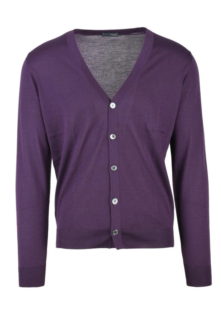 Drumohr Thin Merino Wool Cardigan - Purple