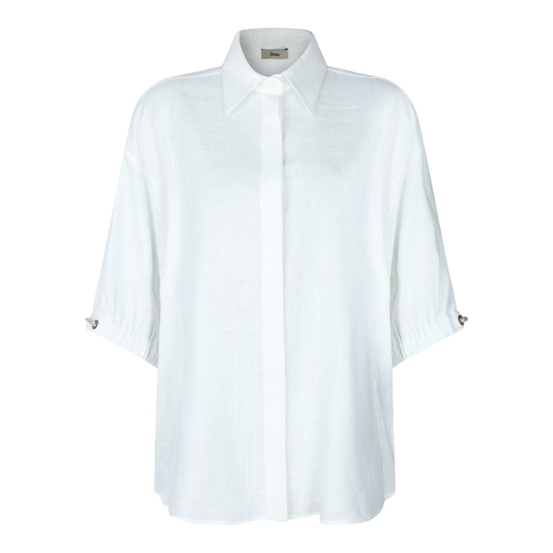 Herno Loose Fit White Shirt With Pointed Collar