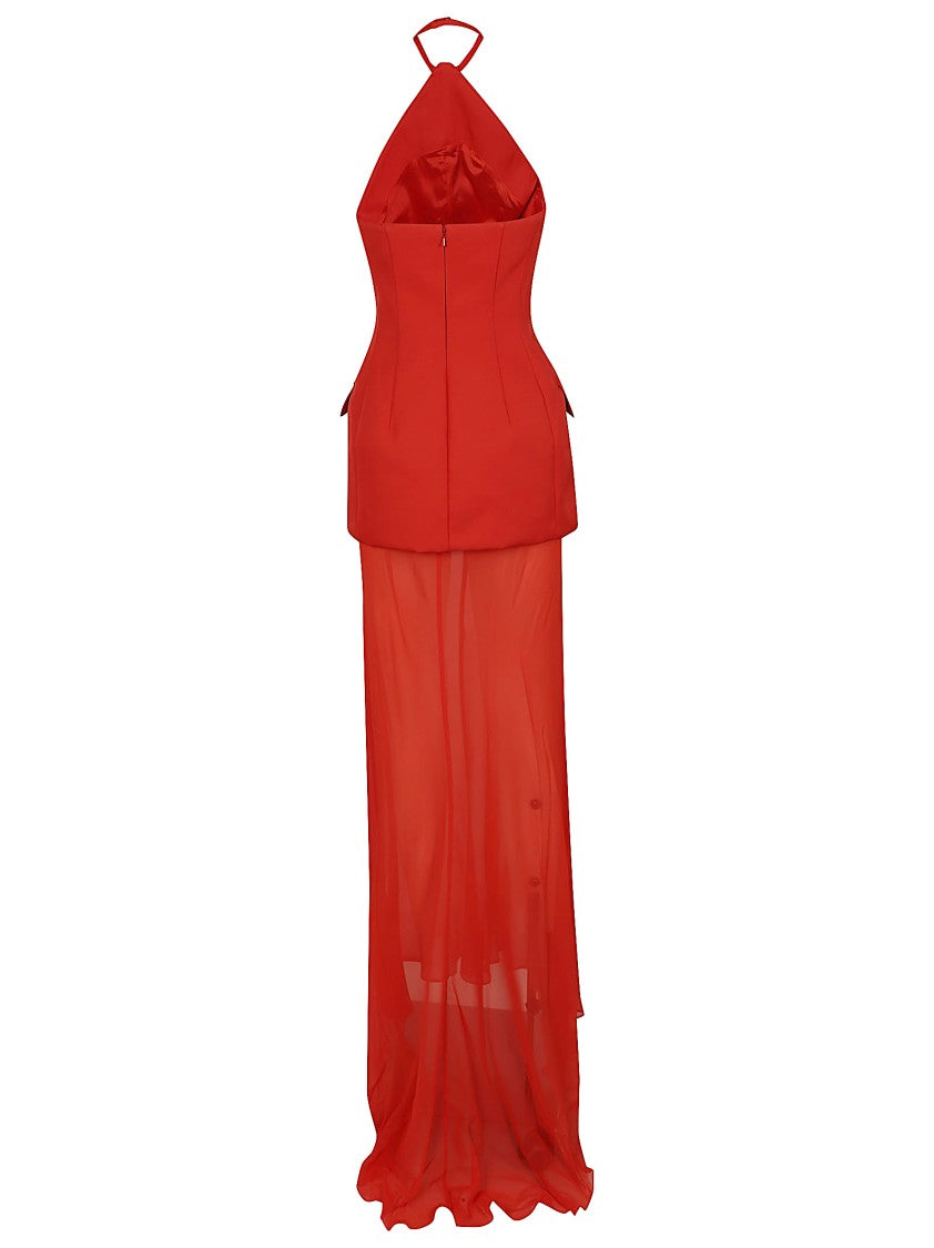 Max Mara Halter Neck Long Dress With Structured Bodice