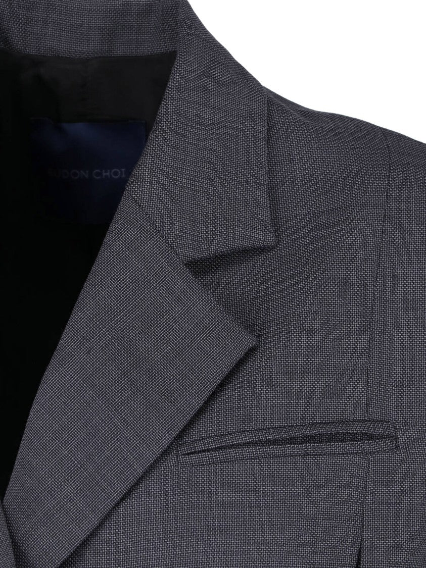 Eudon Choi Grey Beatrice Double-Breasted Wool Blazer