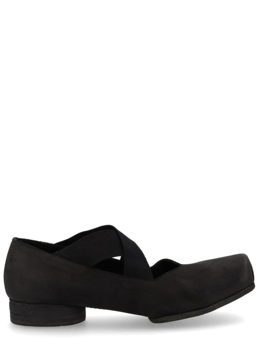 Uma Wang Ballet Elastic Cross Straps Calf Leather Flats