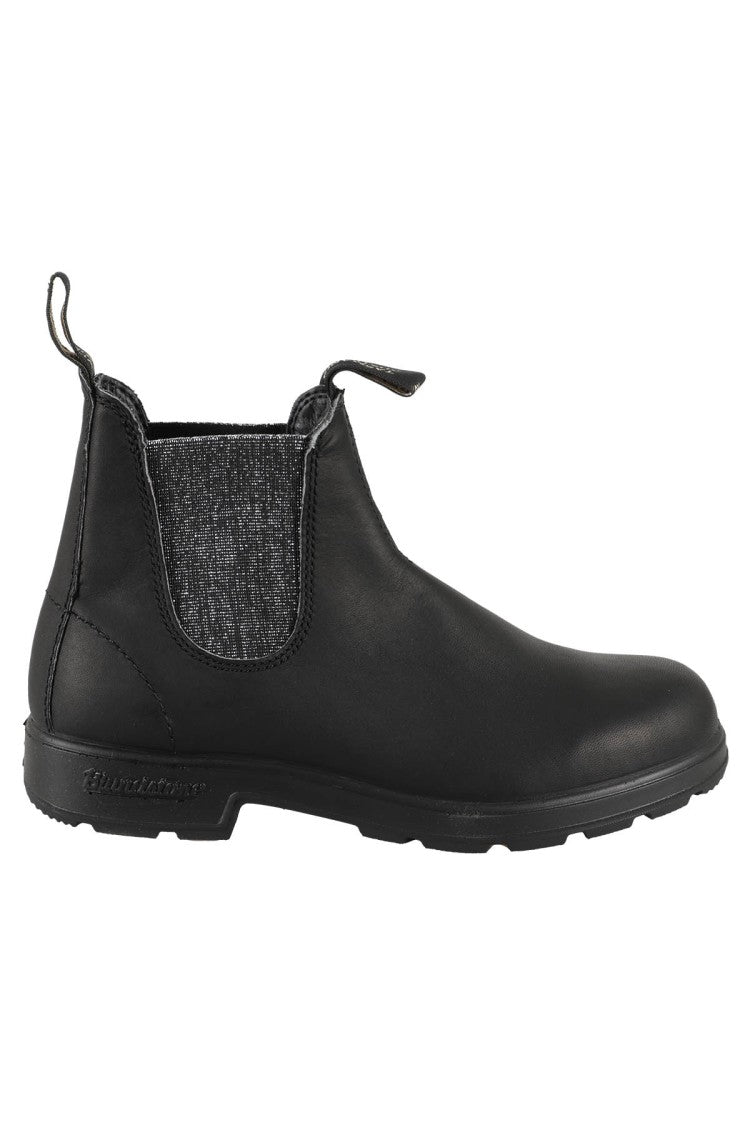Blundstone Black Ankle Boots With Silver Elastic Glitter Panel
