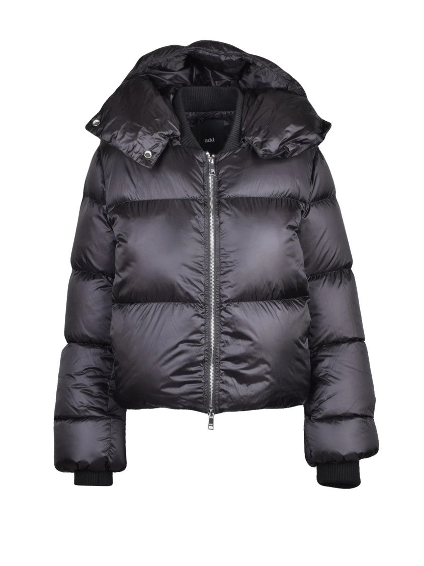 Add Quilted Short Down Jacket With Zip Closure And Ribbed Cuffs